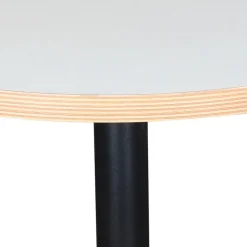 Petite table bistrot ronde 'YOGI' blanche avec un pied en métal noir