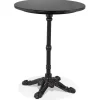 Petite table bistrot ronde 'MARAY' style rustique en pierre effet marbre et métal noir