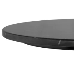 Petite table bistrot ronde 'MARAY' style rustique en pierre effet marbre et métal noir