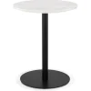 Petite table bistrot ronde 'TOMY' en pierre blanche effet marbre et métal noir