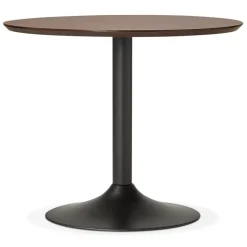 Petite table de bureau ou à diner ronde 'CHEF' en bois finition Noyer