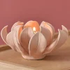 Photophore fleur ouverte en céramique EXTAR rose