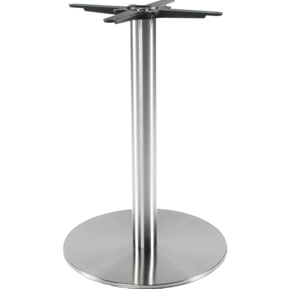 Pied de table 'PLATO' en acier brossé avec base ronde