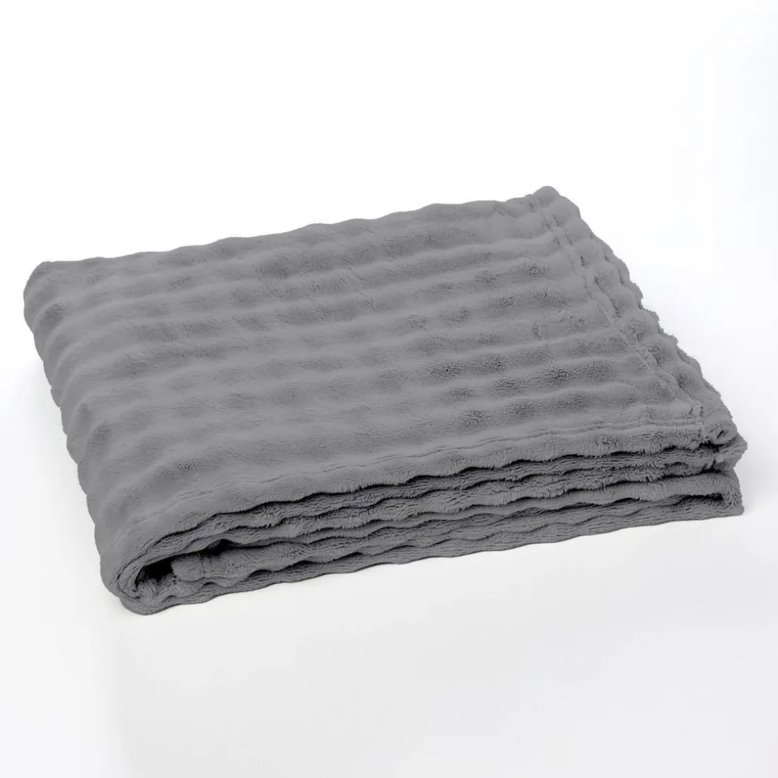 Plaid Damier en Polyester 130 x 180 BIEN AU CHAUD Acier