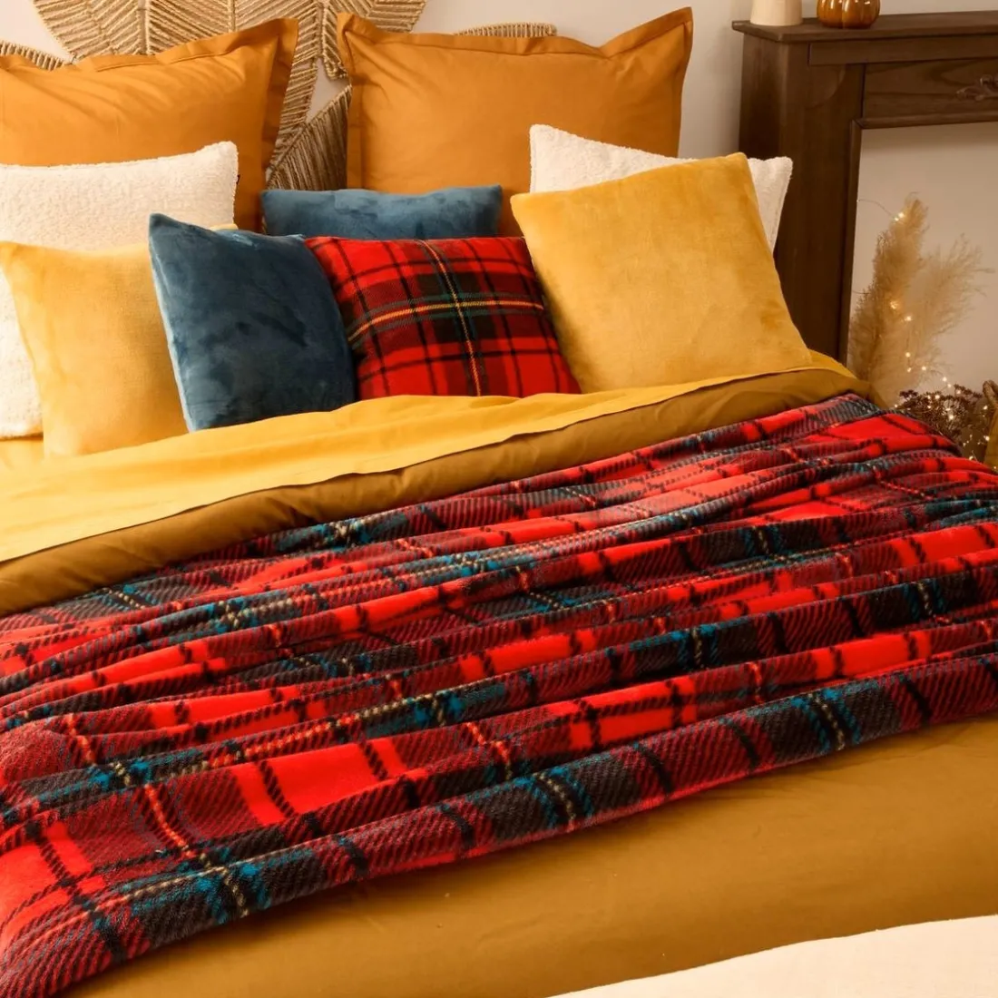 Plaid flanelle imprimé Brody 230x180cm - rouge