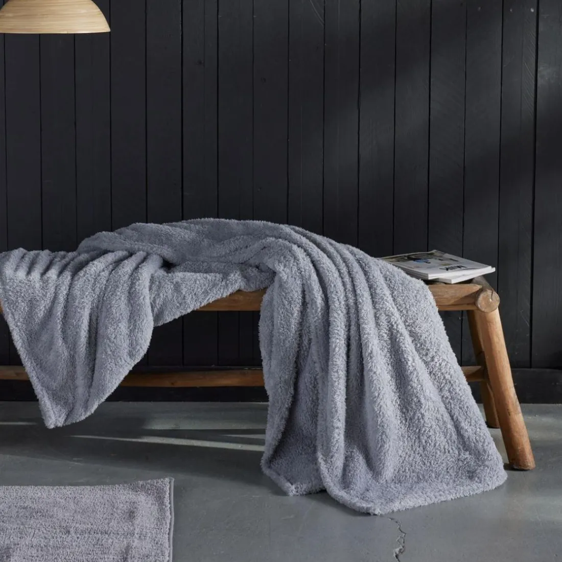 Plaid Teddy en Polyester 130 x 180 BIEN AU CHAUD Acier