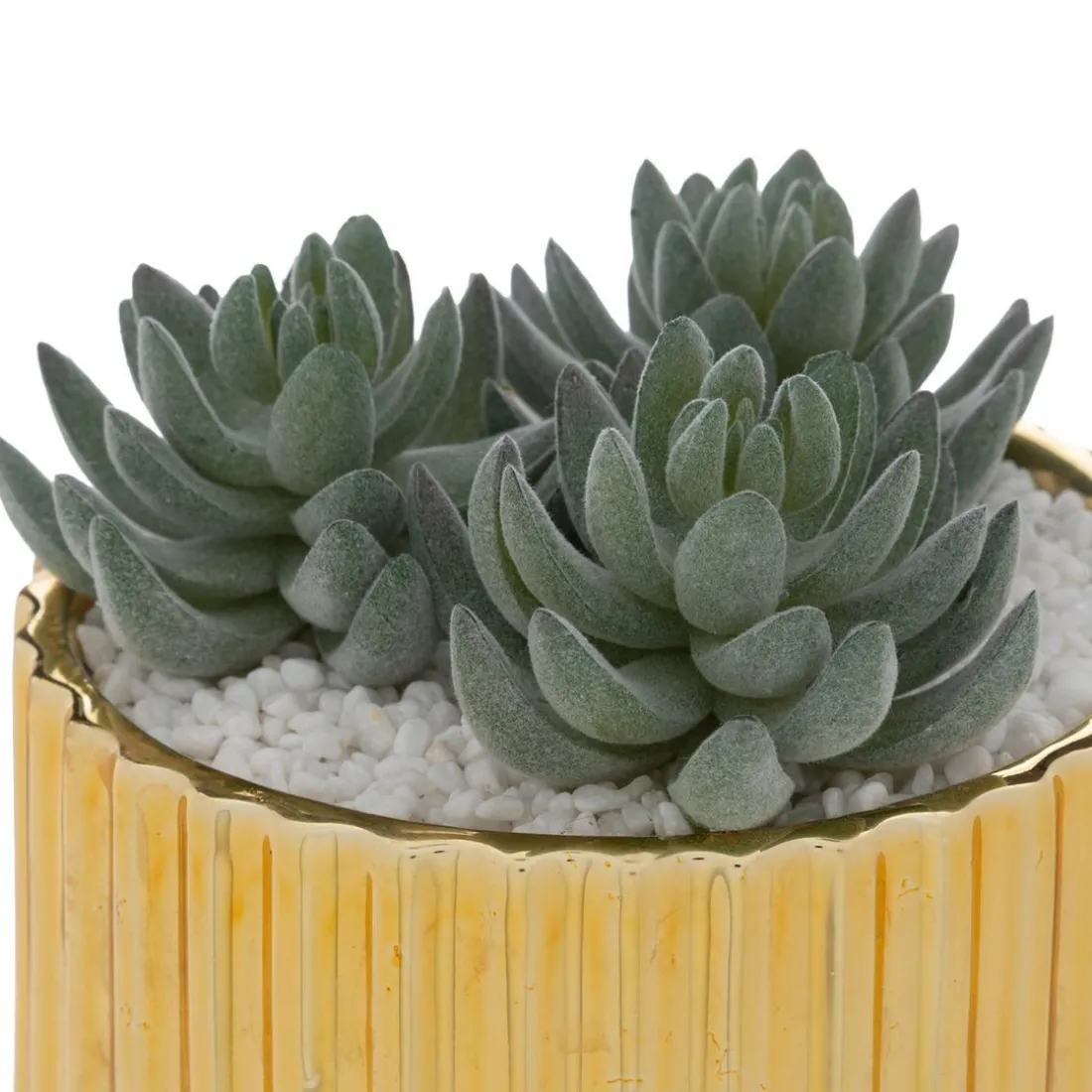 Plante artificielle à poser avec pot en céramique doré
