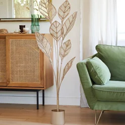 Plante décorative en métal et jute ROSINETTE beige