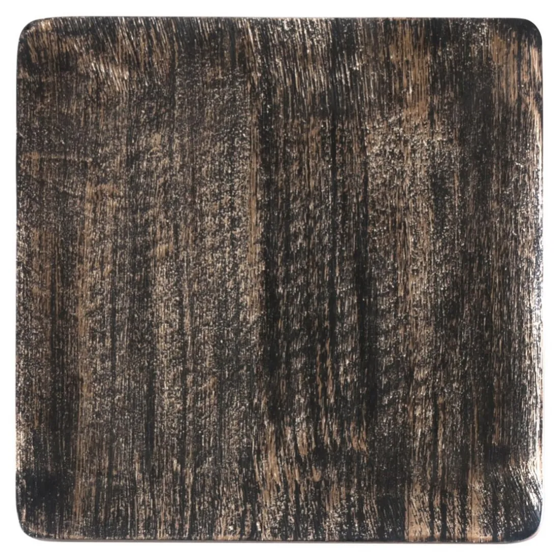 Plat carré décoratif 25 cm bois noir et or