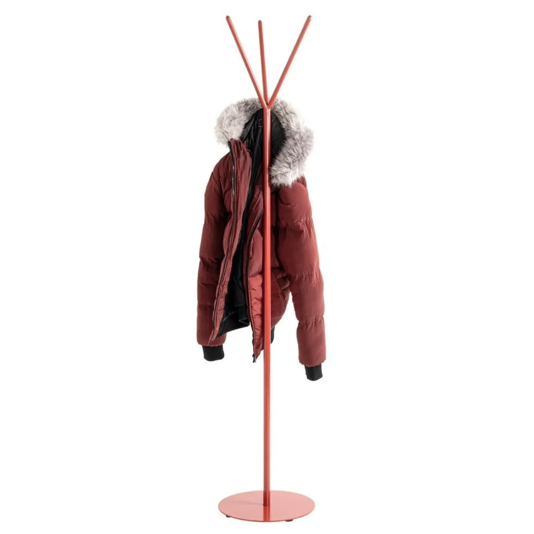 Porte manteau en métal avec 3 crochets rouge