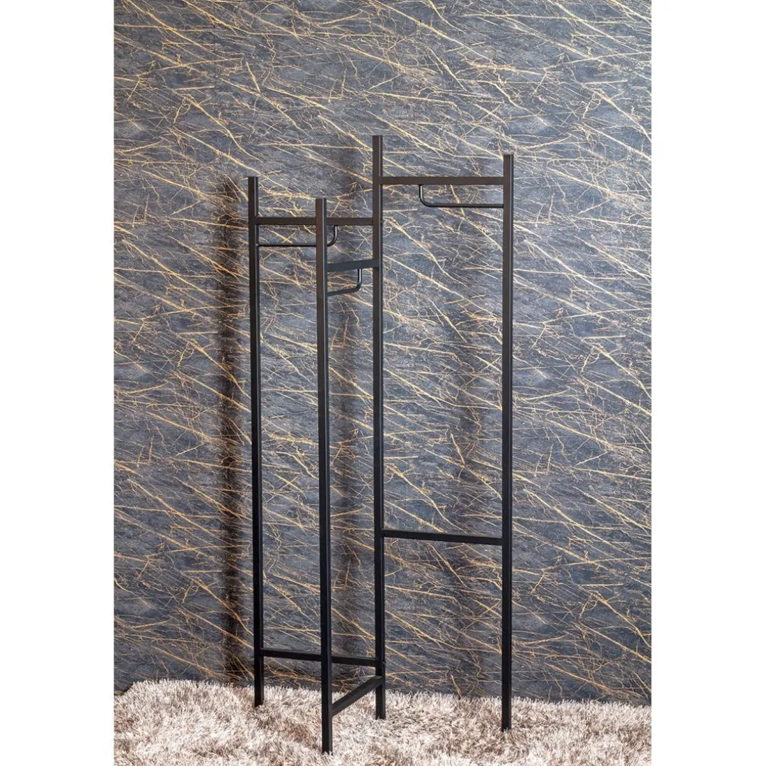 Porte manteau métal cintre laqué noir