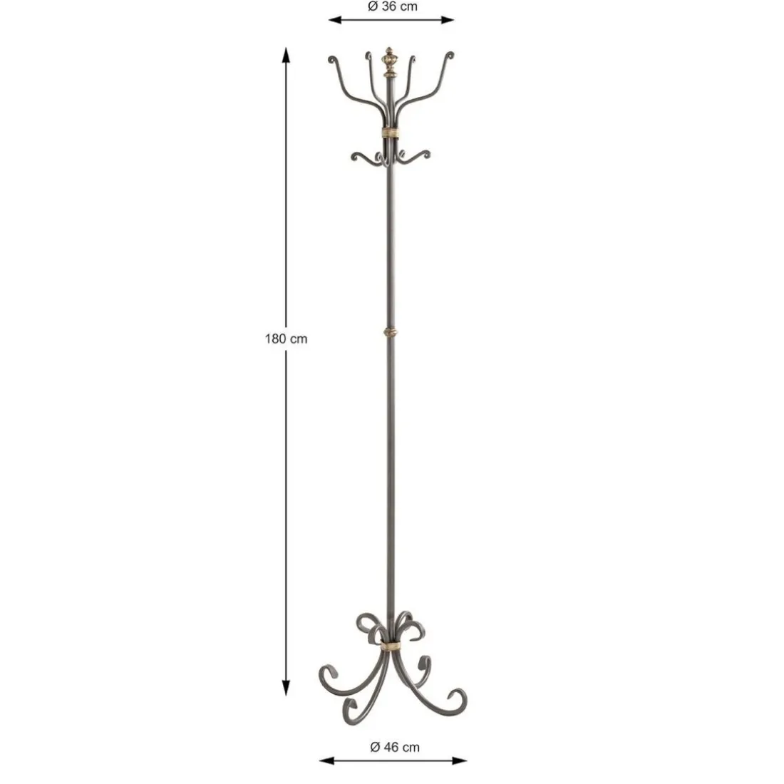 Porte manteau vintage anthracite avec ornements dorés