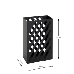 Porte parapluies en métal laqué noir et motif découpé