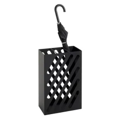 Porte parapluies en métal laqué noir et motif découpé