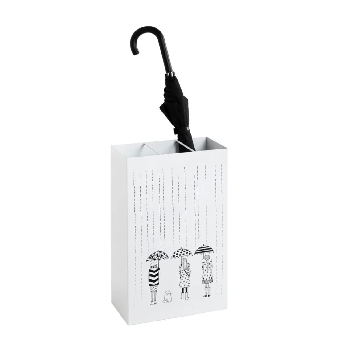Porte parapluies métal blanc avec egouttoir plastique