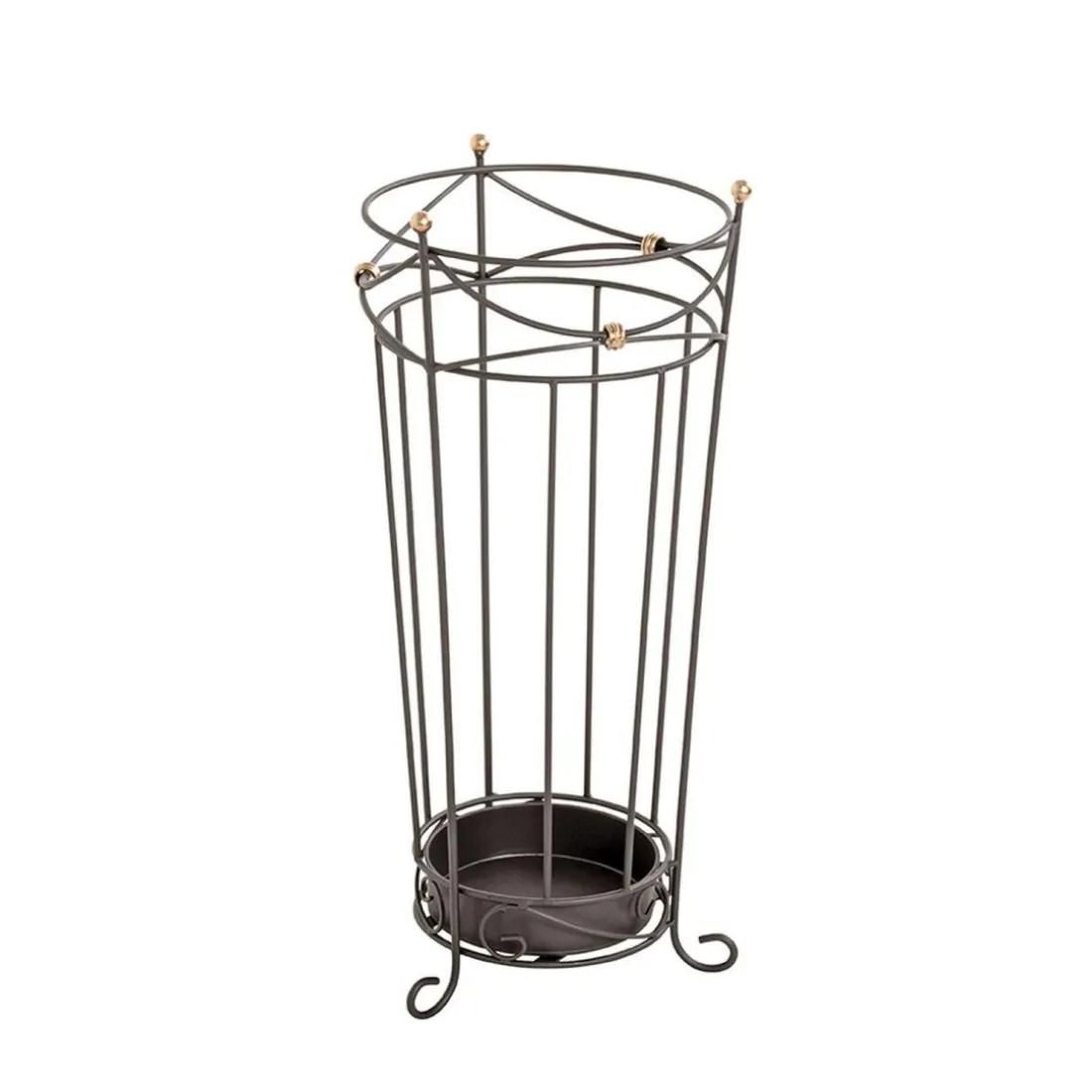 Porte parapluies vintage anthracite avec ornements dorés
