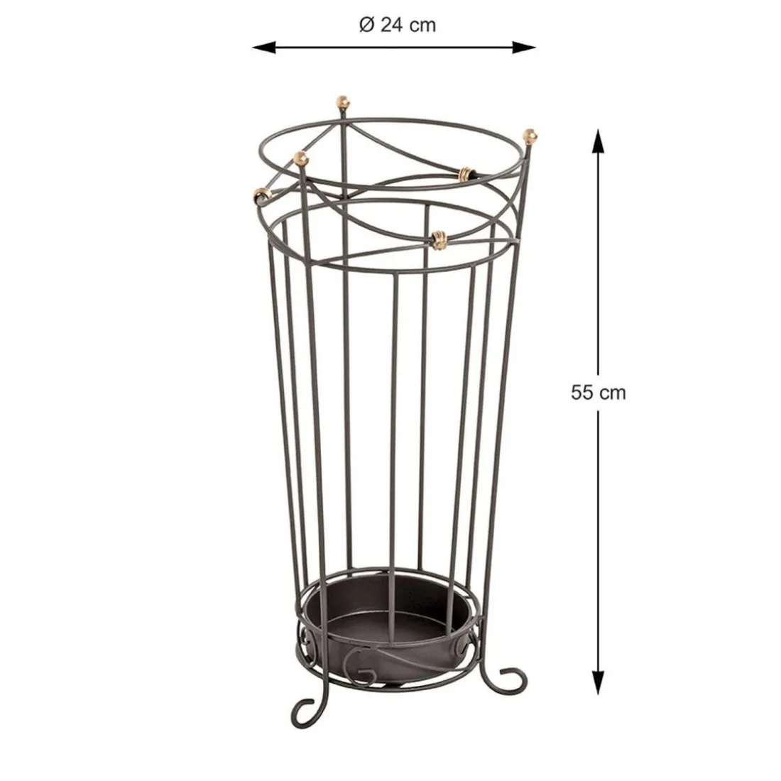 Porte parapluies vintage anthracite avec ornements dorés