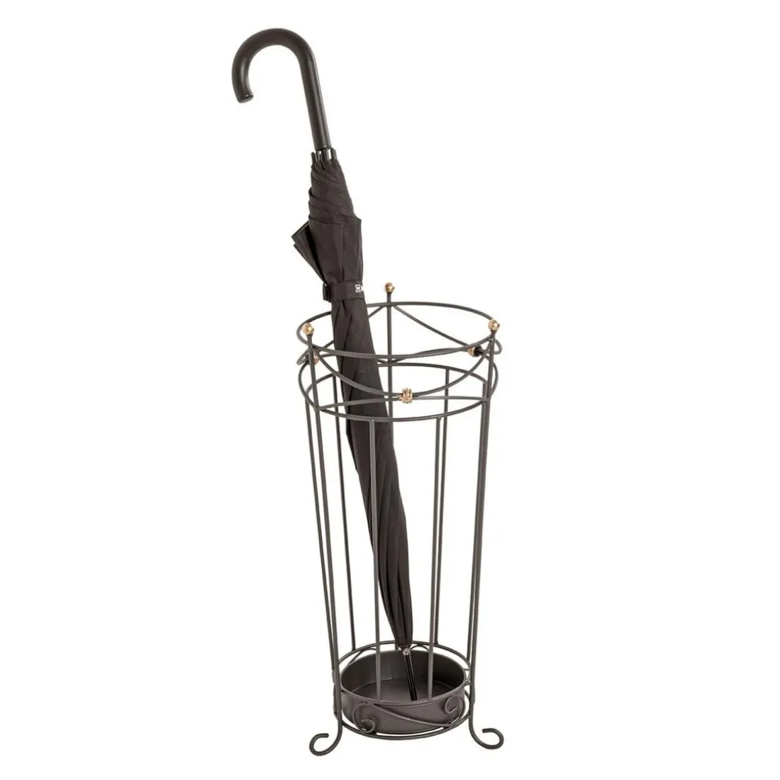 Porte parapluies vintage anthracite avec ornements dorés