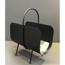 Porte revues design en métal laqué noir