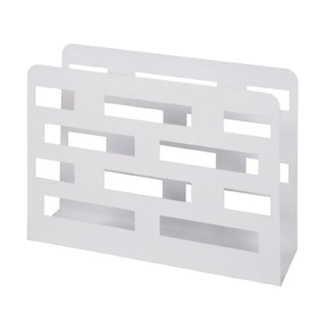 Porte revues en métal blanc laqué motifs rectangles