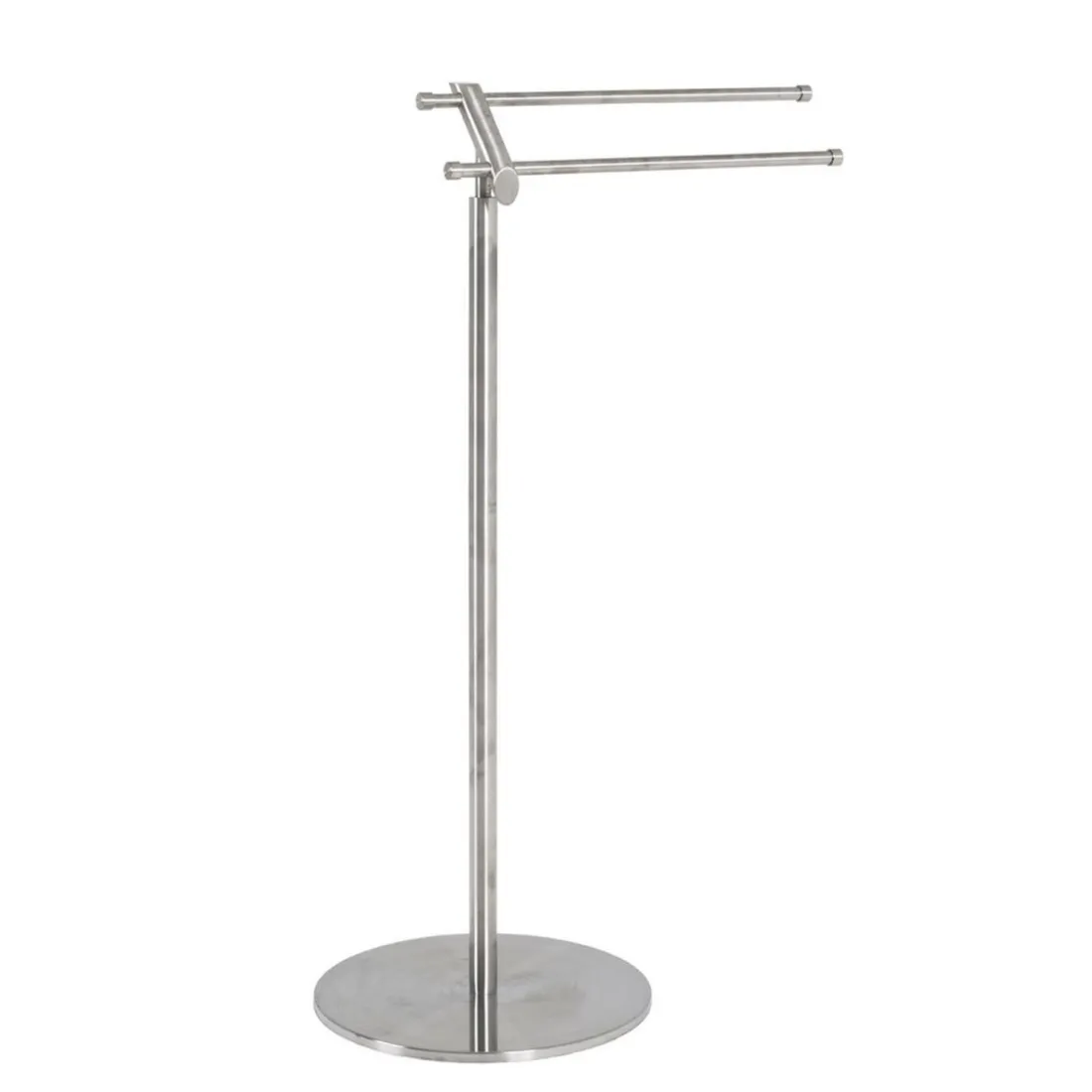 Porte-serviettes avec 2 tringles et pied en Inox massif Argenté