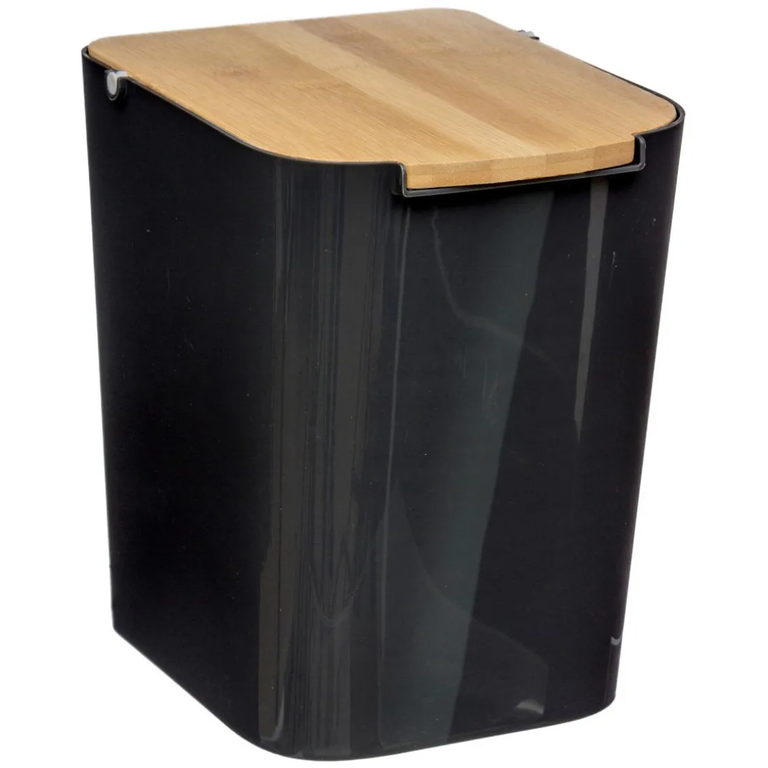 Poubelle 5 l Couvercle Bambou Noir