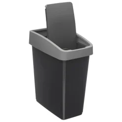 Poubelle 2 ouvertures plastique 45L gris