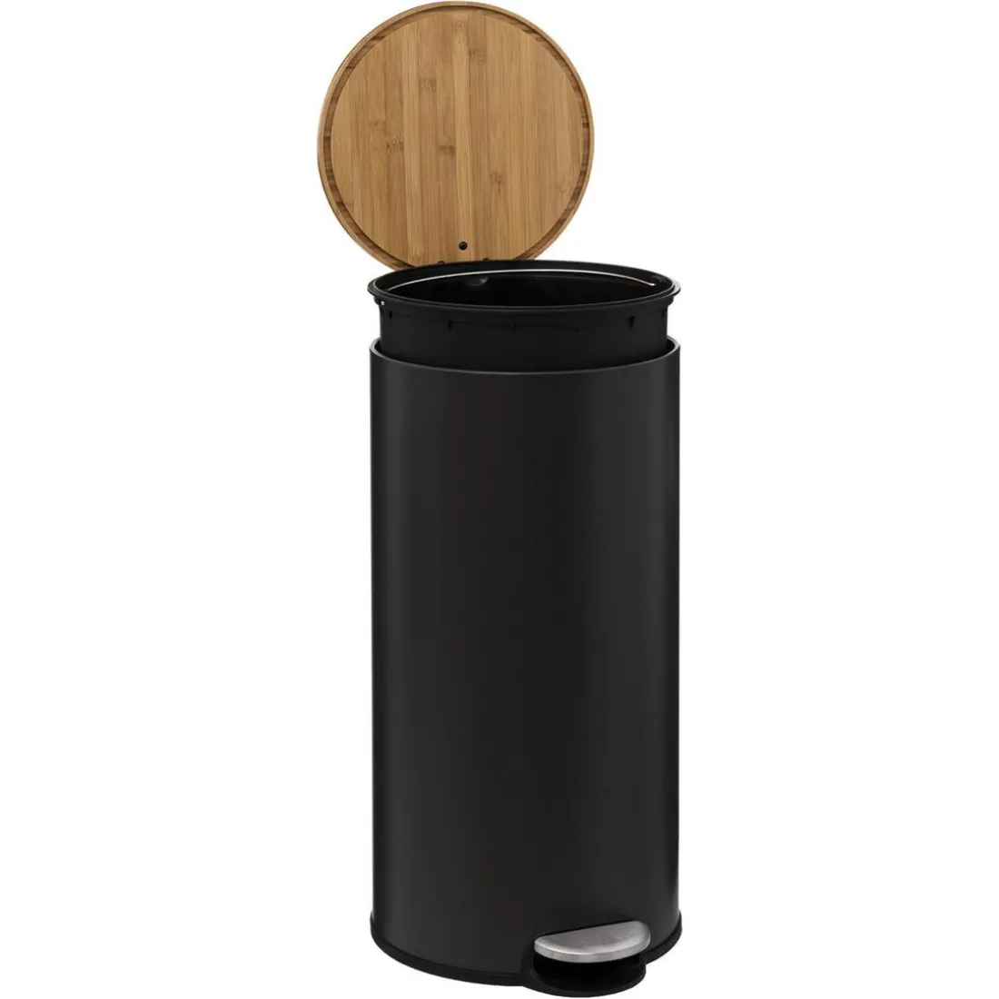 Poubelle couvercle bambou 30L