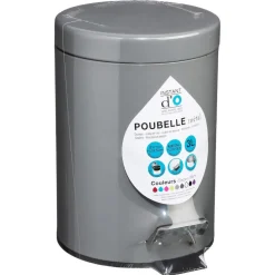 Poubelle grise en métal 3L