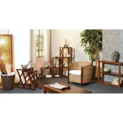 Rangement 2 cases avec croisillons en bois mindi - EDEN