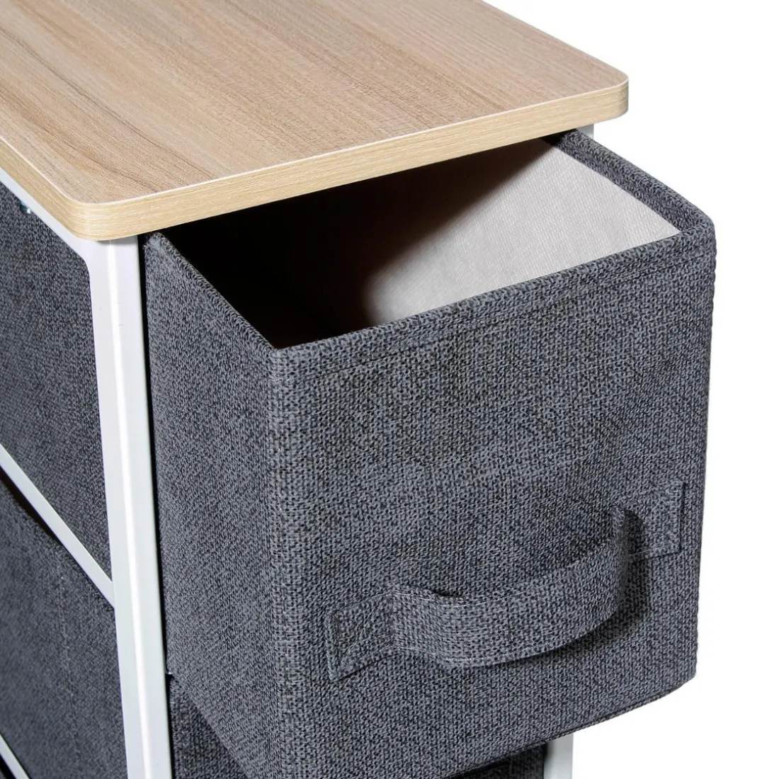 Rangement 4 Tiroirs Gris Brun