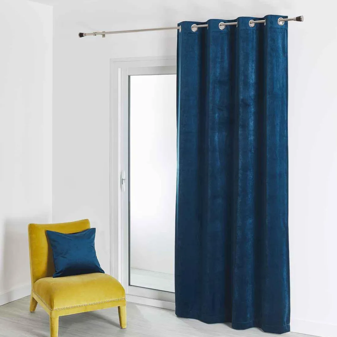 Rideau d'Ameublement Uni Navy 135X260 cm VELOURS