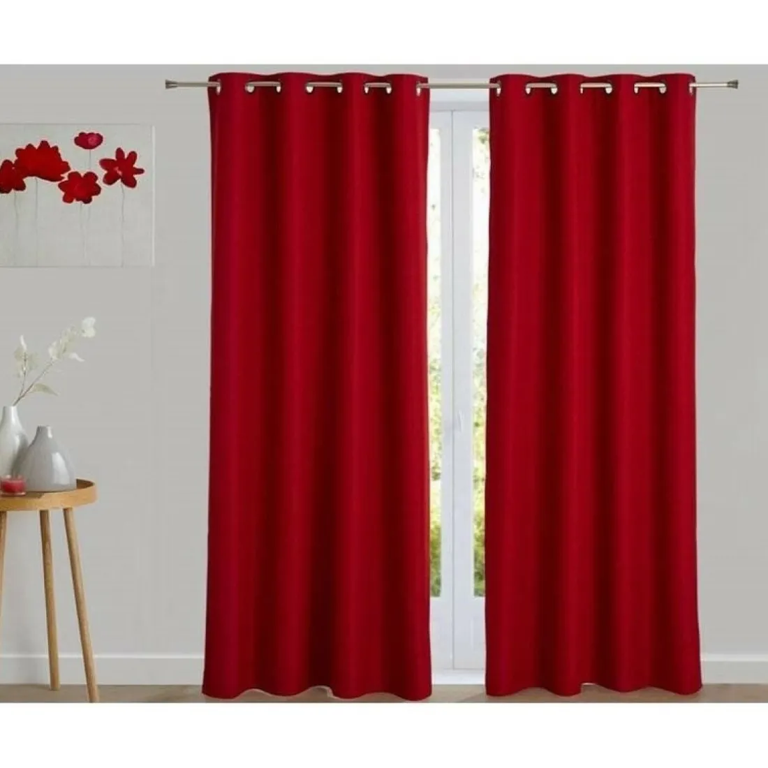 Rideau occultant thermique aspect natté Becquet - Rouge