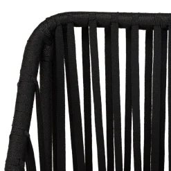 Salon de jardin 2 personnes Table ronde 70x70cm et 2 fauteuils gris et noirs en cordage
