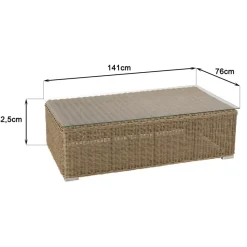 Salon de jardin 5 places en rotin synthétique taupe KALLY