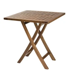 Salon de jardin HANNA en bois teck huilé 2 personnes - ensemble de jardin : 1 table carrée pliante 70 x 70 cm et 2 chaises