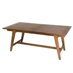 Salon de jardin HANNA en bois teck huilé 8/10 personnes - ensemble de jardin : 1 table rectangulaire scandi extensible 180/240*100 cm et 6 chaises.
