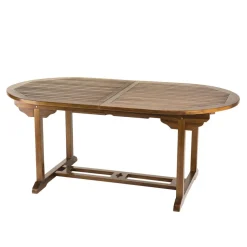 Salon de jardin HANNA en bois teck huilé 8/10 personnes - ensemble de jardin : 1 table ovale extensible 180/240*100 cm et 6 fauteuils empilables
