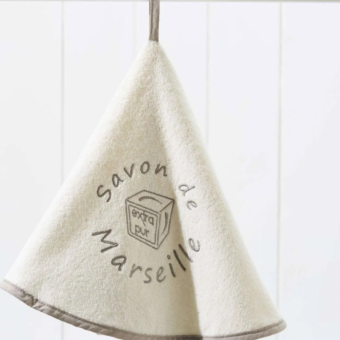 Serviette essuie mains ronde 70cm en coton MARSEILLE écru