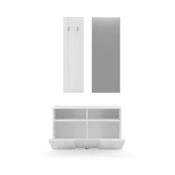 Set 3 pieces meuble d'entrée blanc