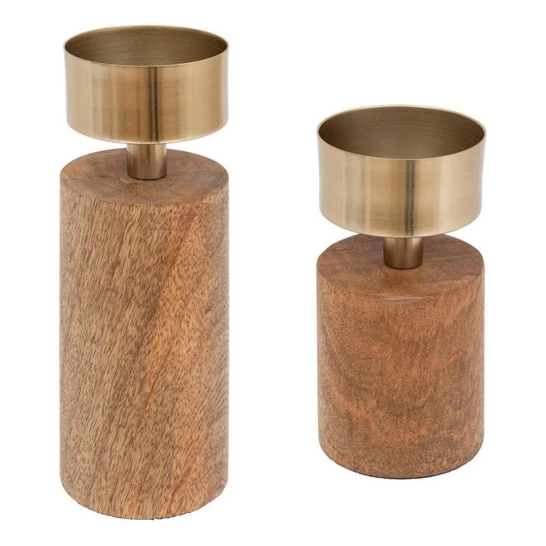 Set de 2 bougeoirs en bois
