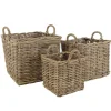 Set de 3 paniers de rangement carrés en kubu naturel KALLY