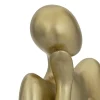 Set de 3 statuettes femme H17cm en résine doré