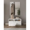 Set de Meuble d'entrée Villaricca coloris blanc serigraphie Miroir L91 cm