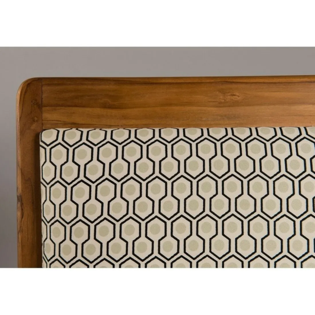 Sofa en teck et coton imprimé hexagones Scandi