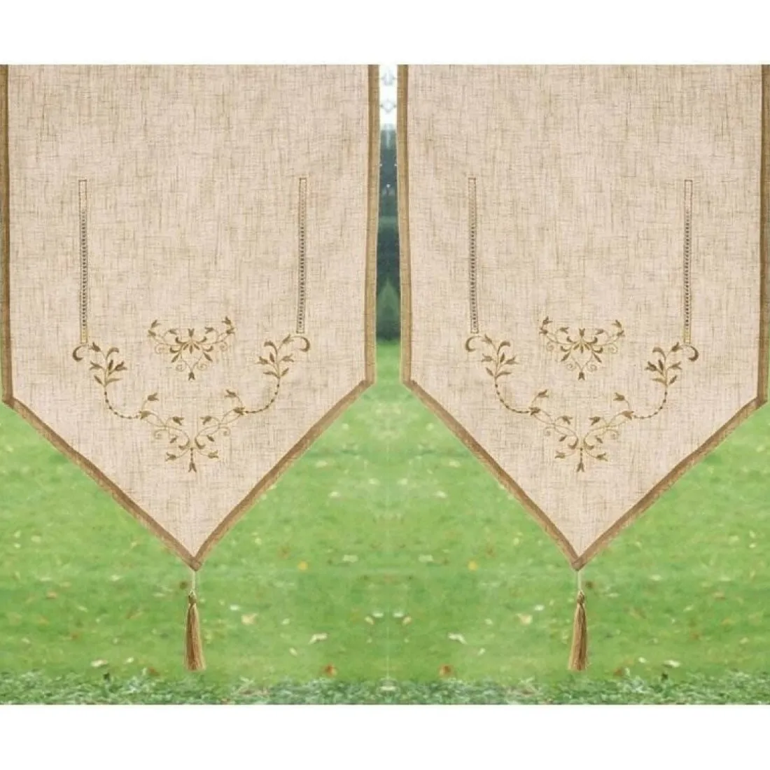 Store brodé et jour échelle - Beige