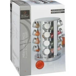 Support rotatif inox 16 pots à épices