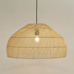 Suspension ronde 'CANUL' en rotin tressé naturel