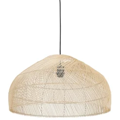 Suspension ronde 'CANUL' en rotin tressé naturel