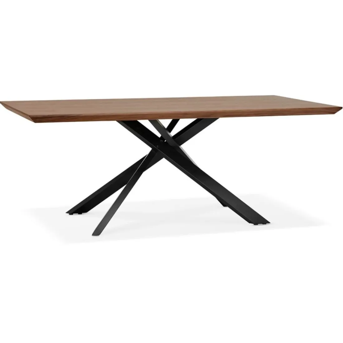 Table à diner avec pied central en x 'WALABY' en bois finition Noyer